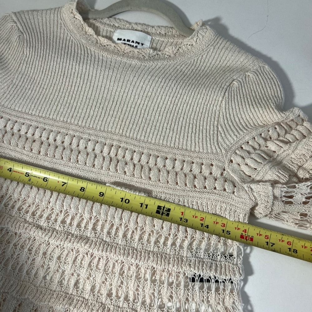 Isabel Marant Etoile Frizy Top Size 36 Beige Cotton Crochet Pointelle Knit Boho - Picture 5 of 7